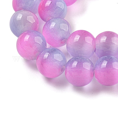キャッツアイビーズ連売り  ラウンド  スミレ  8mm  穴：0.8~0.9mm  約50個/連  14.29''~14.69''（36.3~37.3センチメートル）&nbsp;G-K378-A07-01-1