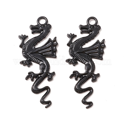 合金ペンダント  翼竜  電気泳動黒  48x20x2mm  穴：3mm&nbsp;PALLOY-F281-06EB-1