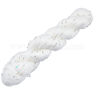 テンセル糸  スパンコール付き  ホワイト  1~4x1mm&nbsp;SENE-WH20023-003A-1