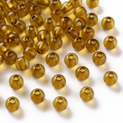 透明なアクリルビーズ  ラウンド  ゴールデンロッド  6x5mm  穴：1.8mm  約4400個/500g&nbsp;MACR-S370-A6mm-737-1