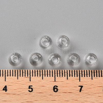 透明なアクリルビーズ  ラウンド  透明  6x5mm  穴：1.8mm  約4400個/500g&nbsp;MACR-S370-A6mm-205-1