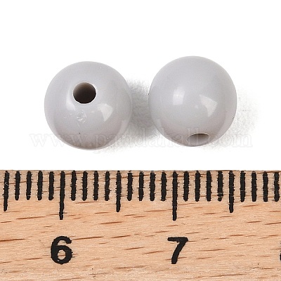 不透明なアクリルビーズ  ラウンド  グレー  8mm&nbsp;OACR-H034-50B-1