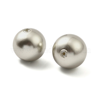シェルパールビーズ  グレードA  ラウンド  片穴  洗練された  銀  14mm  穴：1mm&nbsp;BSHE-XCP0001-30-1