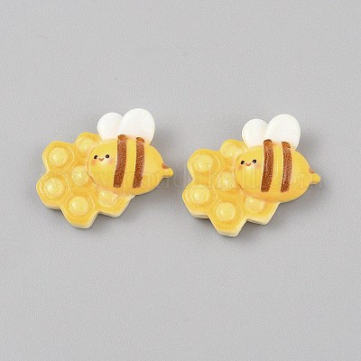 樹脂カボション  ミツバチ  ゴールド  21x27x7.5mm&nbsp;CRES-TAC0816-001-1