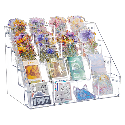 4-Tier Plastic Card Display Riser Stands&nbsp;ODIS-WH0030-236-1