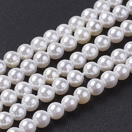 シェルパールビーズ連売り  グレードA  ラウンド  貝殻色  5mm  穴：1mm  約79個/連  15.5インチ&nbsp;X-BSHE-P023-5mm-1