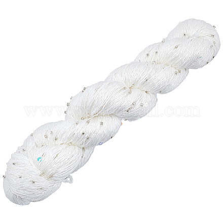 テンセル糸  スパンコール付き  ホワイト  1~4x1mm&nbsp;SENE-WH20023-003A-1