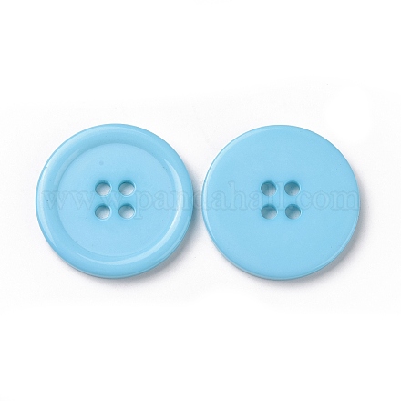 樹脂ボタン  染め  フラットラウンド  シアン  30x3mm  穴：3mm  98個/袋&nbsp;RESI-D030-30mm-11-1