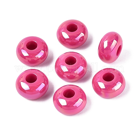 オペークアクリルヨーロピアンビーズ ABカラー 大きな穴ビーズロンデル