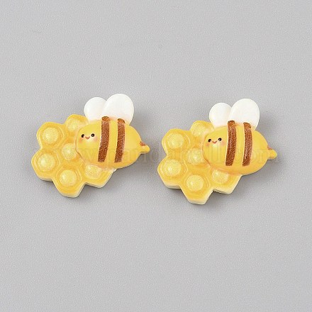 樹脂カボション  ミツバチ  ゴールド  21x27x7.5mm&nbsp;CRES-TAC0816-001-1