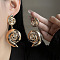 Iron Dangle Stud Earrings, Golden, Shell Shape, 82x39mm