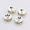 Brass Grade A Rhinestone Spacer Beads, Cadmium Free & Lead Free, Straight Flange, Rondelle, Silver, Jonquil, 6mm, Hole: 1mm