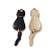 Rack Plating Alloy Enamel Pendants, Light Gold, Cat Charm, Black, 34x10x2mm, Hole: 1.5mm