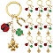 20Pcs Alloy Enamel Keychains, Clover with Ladybug, with Alloy Rings, Mixed Color, 80mm