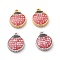 Brass Shell Pendants, Ladybug Shape, Red, Platinum & Golden, 14x10x2.5mm, Hole: 1.4mm