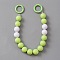 Plastic Round Beaded Bag Handles, with Alloy Spring Gate Ring, for Bag Replacement Accessories, Green Yellow, 30.9cm