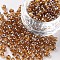 6/0 Glass Seed Beads, Trans. Colours Lustered, Round, Dark Goldenrod, 4mm, Hole: 1.5mm, about 500pcs/50g, 50g/bag, 18bags/2pounds