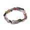 Natural Multicolor Tourmaline Stretch Beaded Bracelets, Tumbled Stone, Nuggets, 1-7/8 inch~2-1/8 inch(4.8~5.5cm), Beads: 6~15x6~11x3~11mm