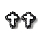 Baking Paint Glass Enamel Beads, Hand Painted Beads, Cross, Black, 14.5x11.5x4mm, Hole: 1mm