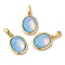 Rack Plating Brass with Synthetic Opal Pendants, Cadmium Free & Lead Free, Oval, Light Sky Blue, 15x11x5mm, Hole: 5mm