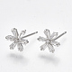 Brass Cubic Zirconia Stud Earrings&nbsp;KK-S348-364P-1