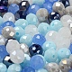 ガラスビーズ  多面カット  ロンデル  ライトブルー  6x5mm  穴：1mm  約2360個/500g&nbsp;EGLA-A034-LM6mm-40-2