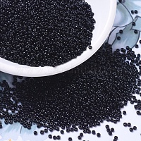 MIYUKIラウンドロカイユビーズ  日本製シードビーズ  （rr401)黒  11/0  2x1.3mm  穴：0.8mm  約1100PCS /ボトル  10 G /ボトル&nbsp;SEED-JP0008-RR0401