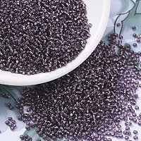 MIYUKIラウンドロカイユビーズ  日本製シードビーズ  11/0  （rr24)シルバーライニングアメジスト  11/0  2x1.3mm  穴：0.8mm  約1111個/10g&nbsp;X-SEED-G007-RR0024