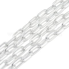 アルミクリップチェーン  描かれた細長いアズキチェーン  溶接されていない  オーバル  銀  15.5x7.5x2mm