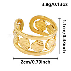 304 Stainless Steel Cuff Open Rings, Shell Shape, Golden, 11mm, Inner Diameter: 20mm