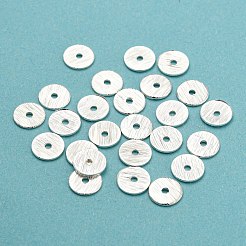 真鍮製スペーサービーズ  長持ちメッキ  ヒシビーズ  ディスク  銀  6x0.5mm  穴：1.2mm&nbsp;KK-WH0063-03S