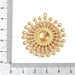 304ステンレススチールと樹脂の花のペンダント  アクリルビーズで  桃パフ  40.5x37.5x7.5mm  穴：1.6mm&nbsp;STAS-R170-03G-02