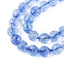 クラックル透明ガラスビーズ連売り  苺  多面カット  藤紫色  8~9x7.5~8.5mm  穴：1.2~1.4mm  約41~43個/連  13.98~14.37インチ（35.5~36.5cm）&nbsp;GLAA-N068-04A-02