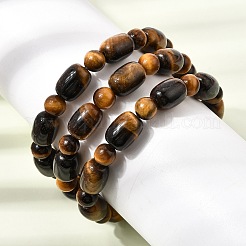 Natural Tiger Eye Oval and Round Beaded Stretch Bracelets for Women&nbsp;GG-CBA3F02-13B