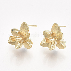 Brass Stud Earring Findings&nbsp;X-KK-T038-584G-NF