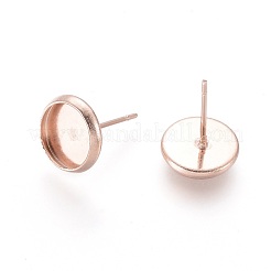 304ステンレススチールスタッドピアスセッティング  フラットラウンド  ローズゴールド  トレイ：8mm  10mm  ピン：0.8mm&nbsp;X-STAS-K131-B-01RG