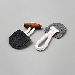 ウッドボタン  合成皮革のトグルバックル  バッグセータージャケットコート用  DIYの縫製アクセサリー工芸品  ブラック  155mm&nbsp;BUTT-WH20020-007B