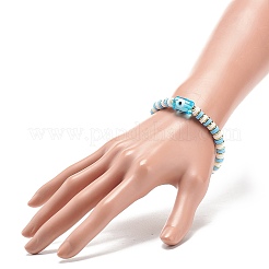4Pcs 4 Color Handmade Evil Eye Lampwork Column Beaded Stretch Bracelets Set&nbsp;BJEW-JB08904