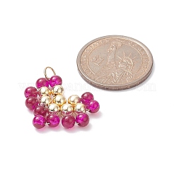 ガラスビーズのハートペンダント  ステンレス鋼線を巻いたパーツあり  ミックスカラー  23x24.5x5mm  穴：4.6mm&nbsp;PALLOY-JF02092