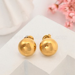 304ステンレススチールスタッドピアス  イオンプレーティング（ip）  半円  14KGP本金メッキ  12mm&nbsp;EJEW-G423-05G