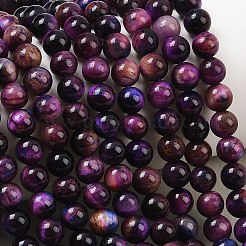 天然石タイガーアイビーズ連売り  染め＆加熱  ラウンド  インディゴ  6mm  穴：1mm  約60~62個/連  14.96''（38センチメートル）&nbsp;G-F561-6mm-B07