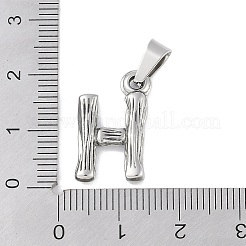 変色しない304ステンレススチールペンダント  竹風  ステンレス鋼色  文字.h  19x11x3mm  穴：3x7mm&nbsp;STAS-F235-01P-H