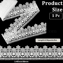 6mのポリエステル生地のレーストリム  DIYクラフト製作用品  ホワイト  3-1/2インチ（88mm）  約6.56ヤード（6m）/セット&nbsp;DIY-CY0001-64B