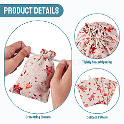 20Pcs 4 Styles Christmas Theme Cotton Fabric Cloth Bags&nbsp;ABAG-TA0002-04A