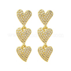 Brass Micro Pave Clear Cubic Zirconia Stud Earrings&nbsp;EJEW-H158-10G
