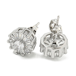 Brass Micro Pave Cubic Zirconia Ear Studs&nbsp;EJEW-P261-18P