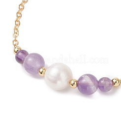 Natural Amethyst Beads Link Bracelets&nbsp;BJEW-JB13087-02