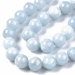天然カルセドニービーズ連売り  模造アクアマリン  染め＆加熱  ラウンド  10mm  穴：1mm  約37~38個/連  14.96~15.35インチ（38~39cm）&nbsp;G-S333-10mm-004
