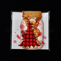 クリスマステーマのプラスチック耐熱皿バッグ  粘着式  チョコレート用  キャンディ  クッキー  正方形  クリスマスツリー  130x100x0.05mm  内径：100x100mm  100個/袋&nbsp;ABAG-F007-04C