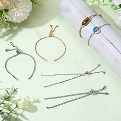 8Pcs 4 Styles Adjustable 304 Stainless Steel Box Chain Slider Bracelet Making&nbsp;STAS-SC0021-10